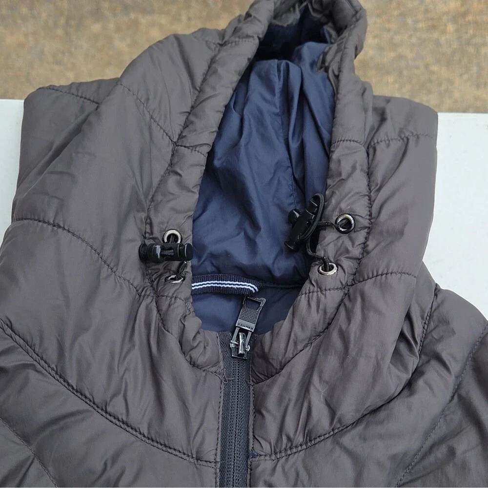 Nautica Men's Gray Quilted Hooded Full Zip Puffer Jacket Size M